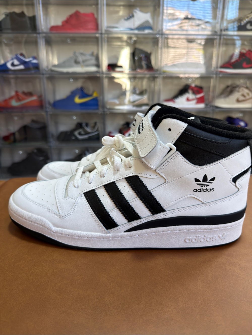 Adidas White and Black Mid-Top Sneakers with Strap